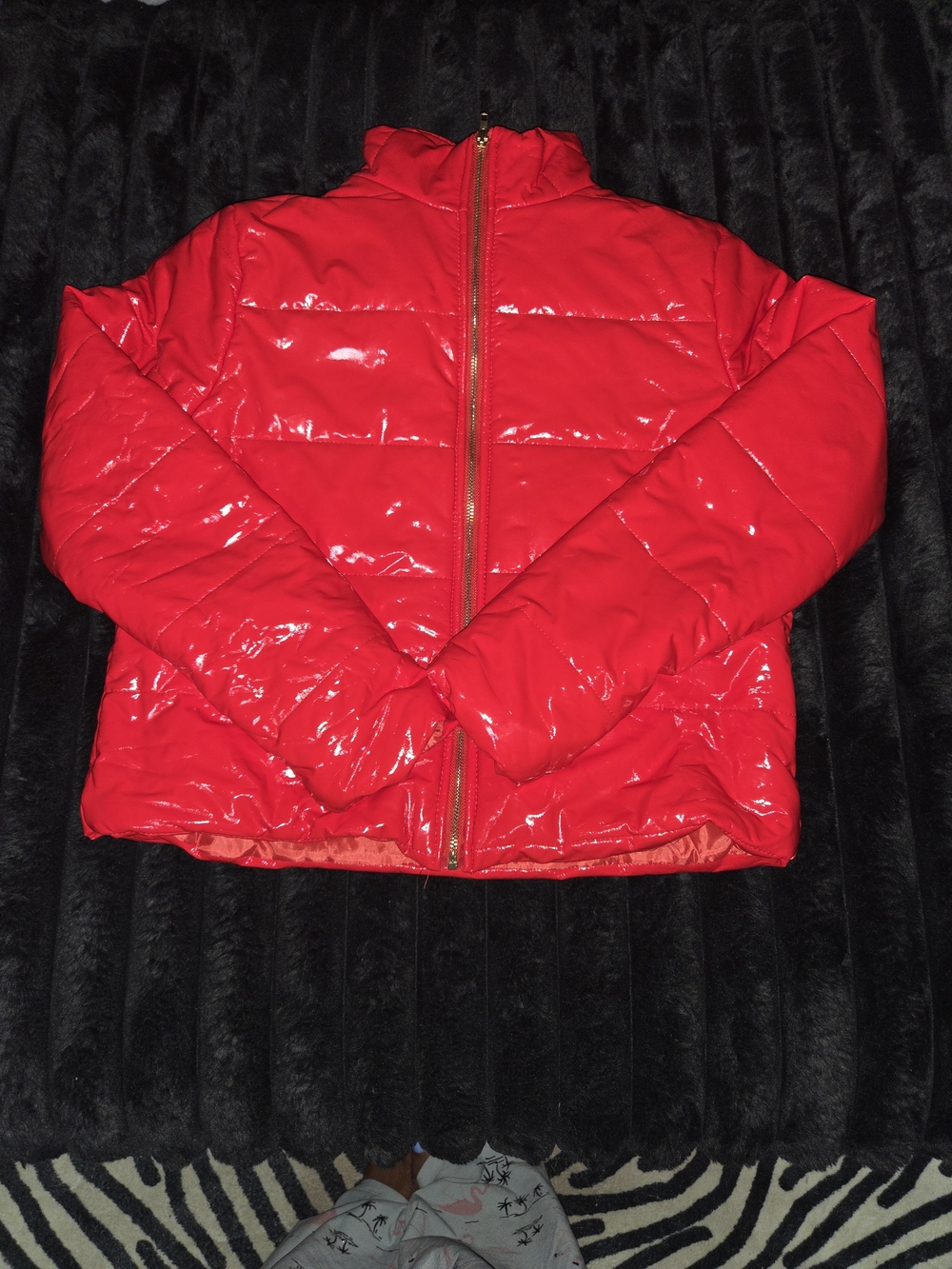 Red Shiny Puffer Jacket - Women